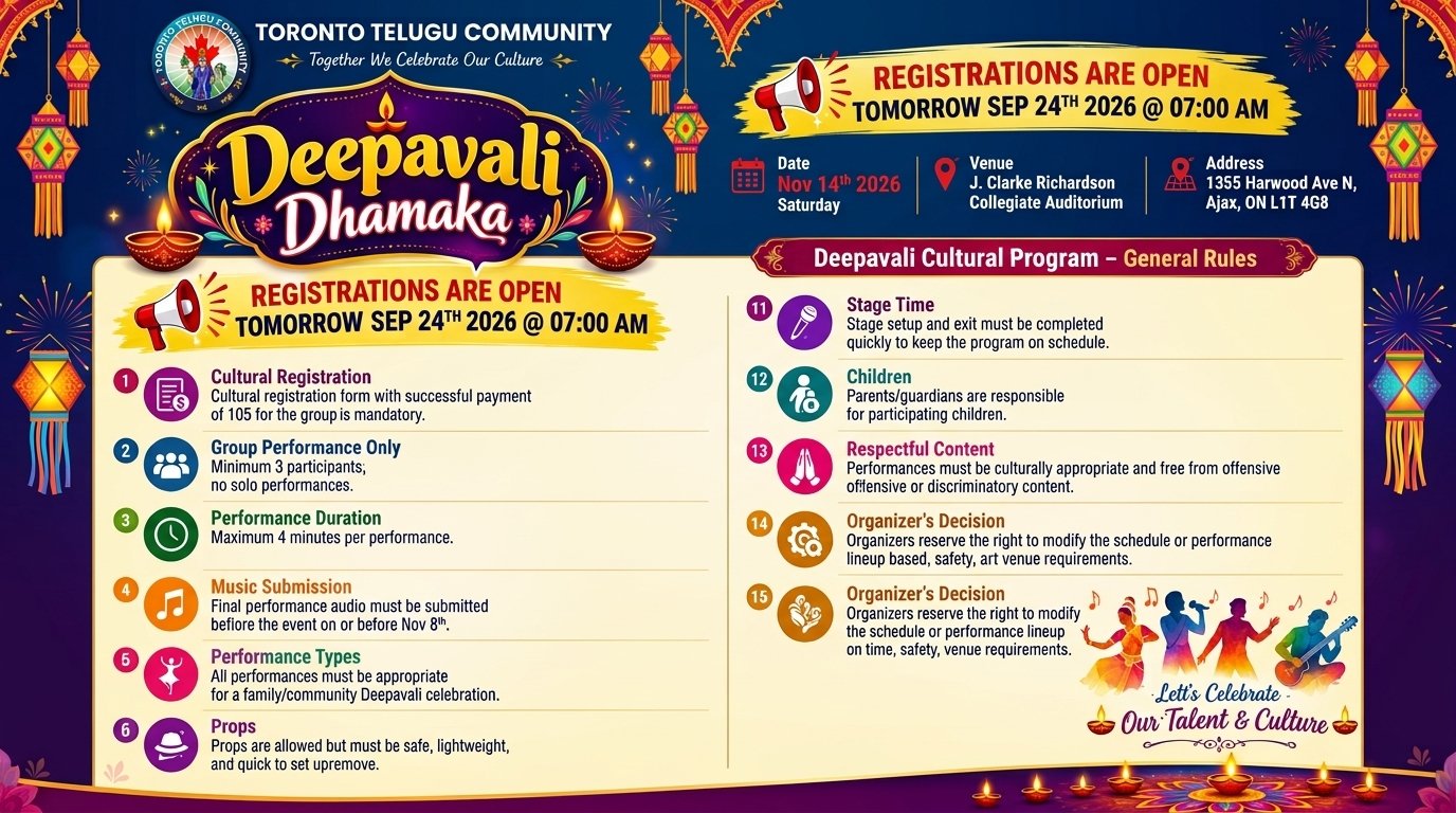 Register the TTC Deepavali Culturals 2026